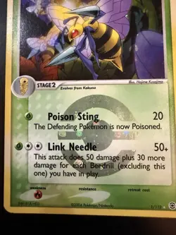 Pokemon TCG Beedrill Reverse Holo Rare 1/112 FireRed & LeafGreen 2004 Pokeball - Image 2