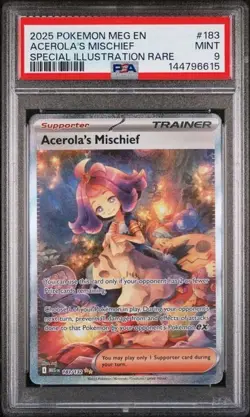 PSA 9 ACEROLA'S MISCHIEF SPECIAL ILLUSTRATION 2025 POKEMON MEGA EVOLUTION #183 - Image 1