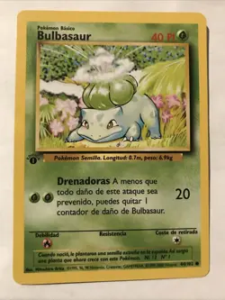Bulbasaur 44/102 - Pokemon TCG - 1st Edition Base Set Spanish - Image 1
