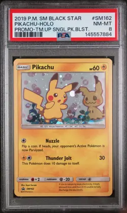 PSA 8 2019 Pokemon Sun & Moon Team Up Pikachu Blister Black Star Promo SM162 - Image 3