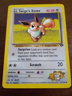 2000 Pokemon Gym Challenge Lt. Surge's Eevee #51/132 *MP-LP* - Image 1