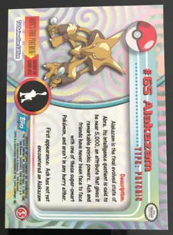 Topps Pokemon Alakazam #65 TV Animation Series Vintage Near Mint - Image 2