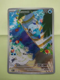 Pokemon Oshawott 105/086 Illustration Rare Holo SV White Flare TCG Near Mint - Image 1