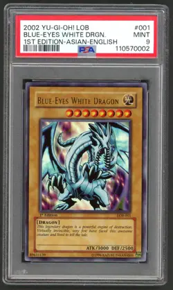 Yu-Gi-Oh! - PSA 9 1st Edition Blue-Eyes White Dragon 001 - Asian English LOB - Image 1