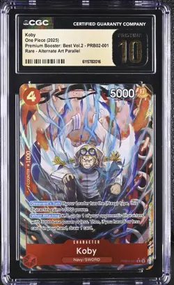 One Piece Koby Best Vol. 2 PRB02-001 Alt Art CGC Pristine 10 NEW! 🔥 - Image 1