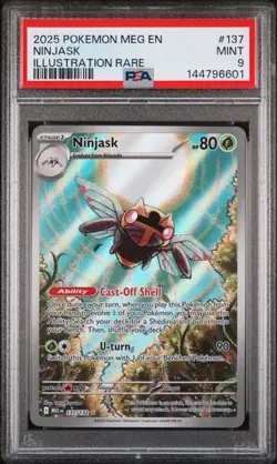 PSA 9 NINJASK 2025 POKEMON MEG EN-MEGA EVOLUTION ILLUSTRATION RARE #137 - Image 1