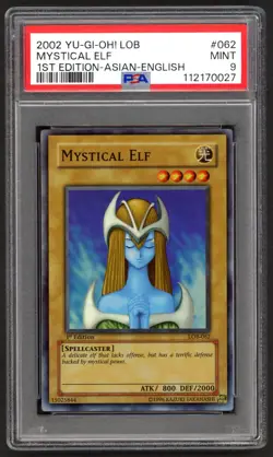 Yu-Gi-Oh! - PSA 9 1st Edition Mystical Elf 062 - Asian English LOB - MINT - PSA9 - Image 1