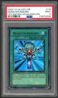 Yu-Gi-Oh! - PSA 9 1st Edition Monster Reborn 118 - Asian English LOB - MINT - Image 1