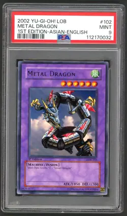 Yu-Gi-Oh! - PSA 9 1st Edition Metal Dragon 102 - Asian English LOB - MINT - Image 1
