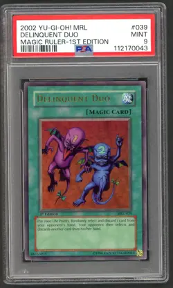 Yu-Gi-Oh! - PSA 9 1st Edition Delinquent Duo 039 - Magic Ruler - MINT - PSA9 - Image 1