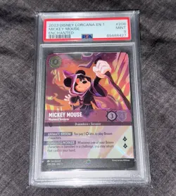 2023 Disney Lorcana Mickey Mouse Wayward Sorcerer PSA 9 Enchanted 208/204 EN 1 - Image 1