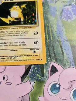 NM Raichu Holo 14/102 Base Set Pokemon Card - Image 2
