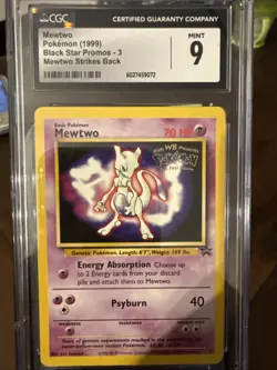 CGC 9 Mewtwo 3 Black Star Promo Mewtwo Strikes Back 1999 Pokemon Card - Image 1