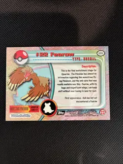 Fearow #22 Topps TV Animation Edition Series 1 Pokemon Card Red Topps Logo HP - Image 2
