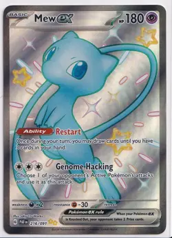 Mew Ex Full Art Shiny Ultra Rare Holo Pokemon Card 216/091 SV-Paldean Fates - Image 1
