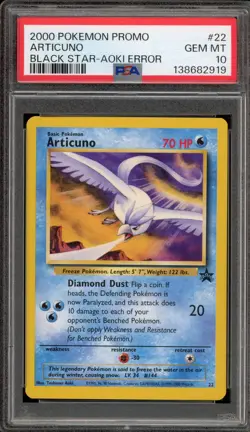 Pokemon Articuno Movie 2000 Black Star Promo #22 AOKI ERROR PSA 10 Gem Mint - Image 1