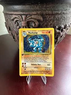 1999 Pokemon TCG Base Set Machamp Holo 1st Edition 8/102 LP WOTC - Image 1