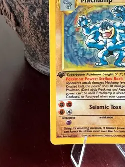 1999 Pokemon TCG Base Set Machamp Holo 1st Edition 8/102 LP WOTC - Image 2