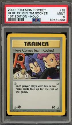 Pokemon Here Comes Team Rocket! Team Rocket 1st Edition Holo Rare #15 PSA 9 Mint - Image 1