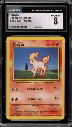 Pokemon Ponyta Base Set Unlimited #60 CGC 8 - Image 1