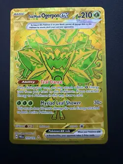 Pokemon TCG Teal Mask Ogerpon EX Prismatic Evolutions 177/131 Hyper Rare Gold - Image 1