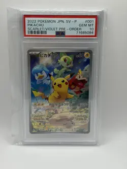 PIKACHU POKEMON SV-P 001 2022 SCARLET/ VIOLET PRE- ORDER FOIL JAPANESE PSA 10 - Image 1