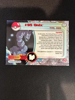 1999 Topps Pokemon TV Series Onix #95 Blue Label Holo Foil - Image 2
