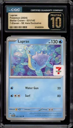 Pokemon Lapras 7-Eleven SE Asia Exclusive Stellar Crown #031 CGC 10 Pristine - Image 1