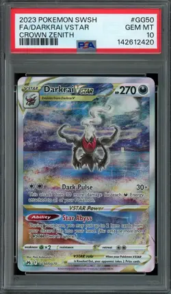 Darkrai VSTAR Pokemon 2023 SWSH Crown Zenith Galarian Gallery GG50/GG70 PSA 10 - Image 1