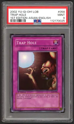 Yu-Gi-Oh! - PSA 9 1st Edition Trap Hole 058 - Asian English LOB - MINT - PSA9 - Image 1