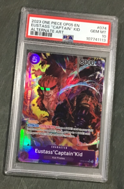 One Piece Eustass "Captain Kid" Alternate Art Foil card OP05-074 PSA Grade 10 - Image 1