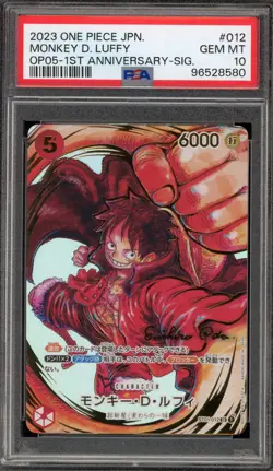 One Piece CCG Monkey.D.Luffy 1st Anniversary Signature Japanese ST01-012 PSA 10 - Image 1