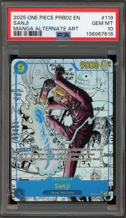 One Piece CCG Sanji PRB02 Manga Alternate Art OP06-119 PSA 10 Gem Mint - Image 1
