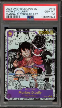 One Piece CCG Monkey.D.Luffy Manga Alternate Art OP09-119 PSA 10 Gem Mint - Image 1