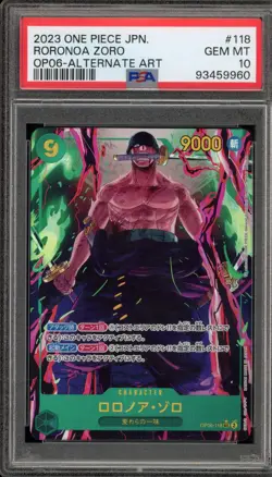 One Piece CCG Roronoa Zoro Japanese Alternate Art OP06-118 PSA 10 Gem Mint - Image 1