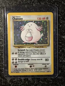 Pokemon Chansey Holo Rare TCG Card Base Set Unlimited 3/102 - Image 1