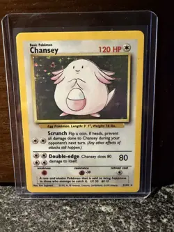 Pokemon Chansey Holo Rare TCG Card Base Set Unlimited 3/102 - Image 2