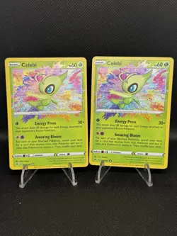 Pokemon TCG Basic Holo 2 Card Lot - Celebi 009/185 2020 English Standard - Image 1