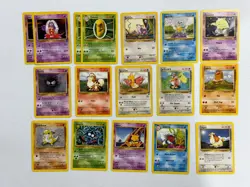 LOT OF 17 POKEMON CARDS BASE SET 2 GASTLY JYNX SQUIRTLE ABRA GASTLY LP-MP - Image 1