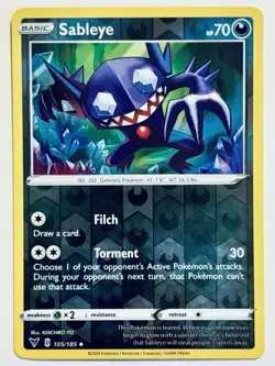 Sableye 105/185 Vivid Voltage Reverse Holo Uncommon Pokemon Card NEAR MINT - Image 1