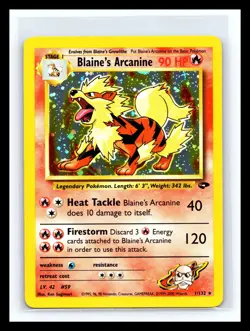 🔥 BLAINE'S ARCANINE 2000 Gym Challenge Pokemon HOLO RARE # 1/132 Vintage Card - Image 1