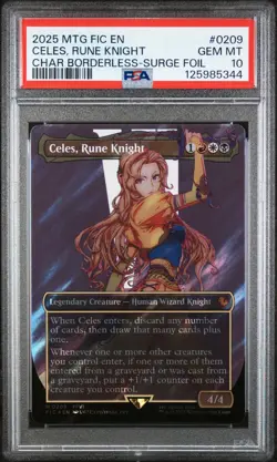 Celes, Rune Knight 0209 Character Borderless-surge Foil Mtg PSA 10 *344 - Image 1