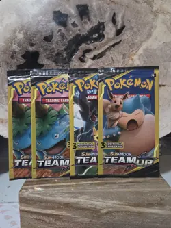 (Lot of 4) (( LIGHT )) Pokemon: Sun & Moon Team Up (3-Card) Packs Factory Sealed - Image 1