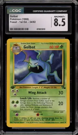 Pokemon Golbat Fossil 1st Edition #34 CGC 8.5 - Image 1