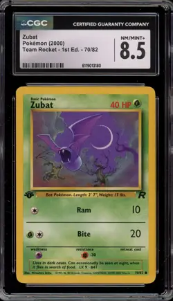 Pokemon Zubat Team Rocket 1st Edition #70 CGC 8.5 - Image 1