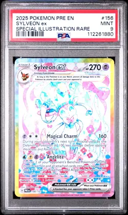 2025 POKEMON PRE EN-PRISMATIC EVOLUTIONS #156 SYLVEON EX PSA 9 - Image 1
