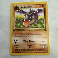1999 Pokemon AERODACTYL Fossil Set 1ST EDITION Non Holo RARE Card 16/62 WotC NM - Image 1