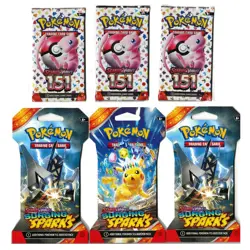 Pokemon Booster Pack Lot X6 - Surging Sparks + 151 EN - Factory Sealed NEW - Image 1