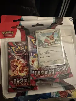 Pokemon Scarlet & Violet Obsidian Flames: 3 Pack Blister Eevee - SEALED - Image 1