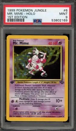 Pokemon Mr. Mime Jungle 1st Edition Holo Rare #6 PSA 9 Mint - Image 1